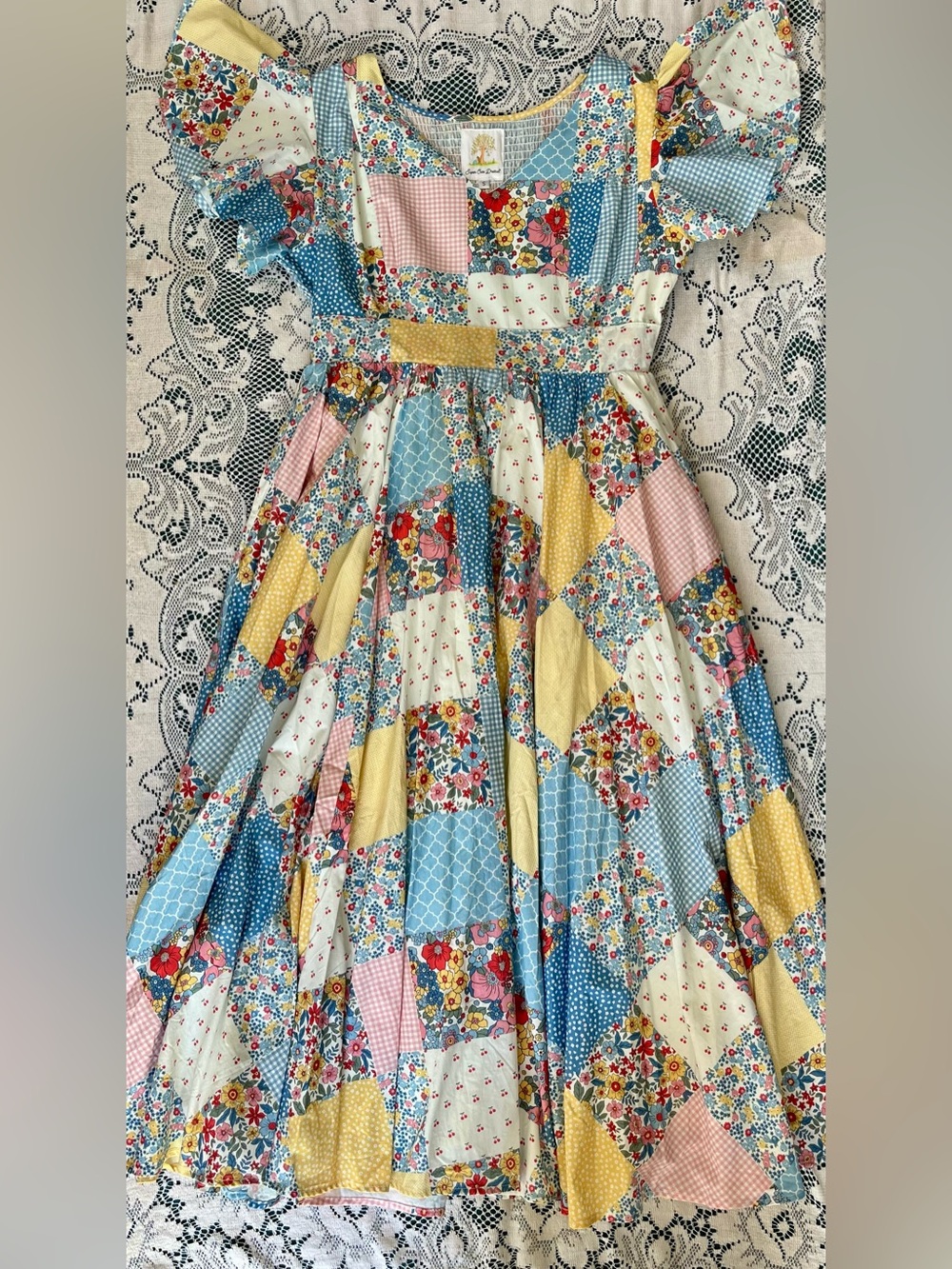 Woman’s Patchwork Floral Dress, Cottage Calico Lenora Midi bySuper Cute Dresses